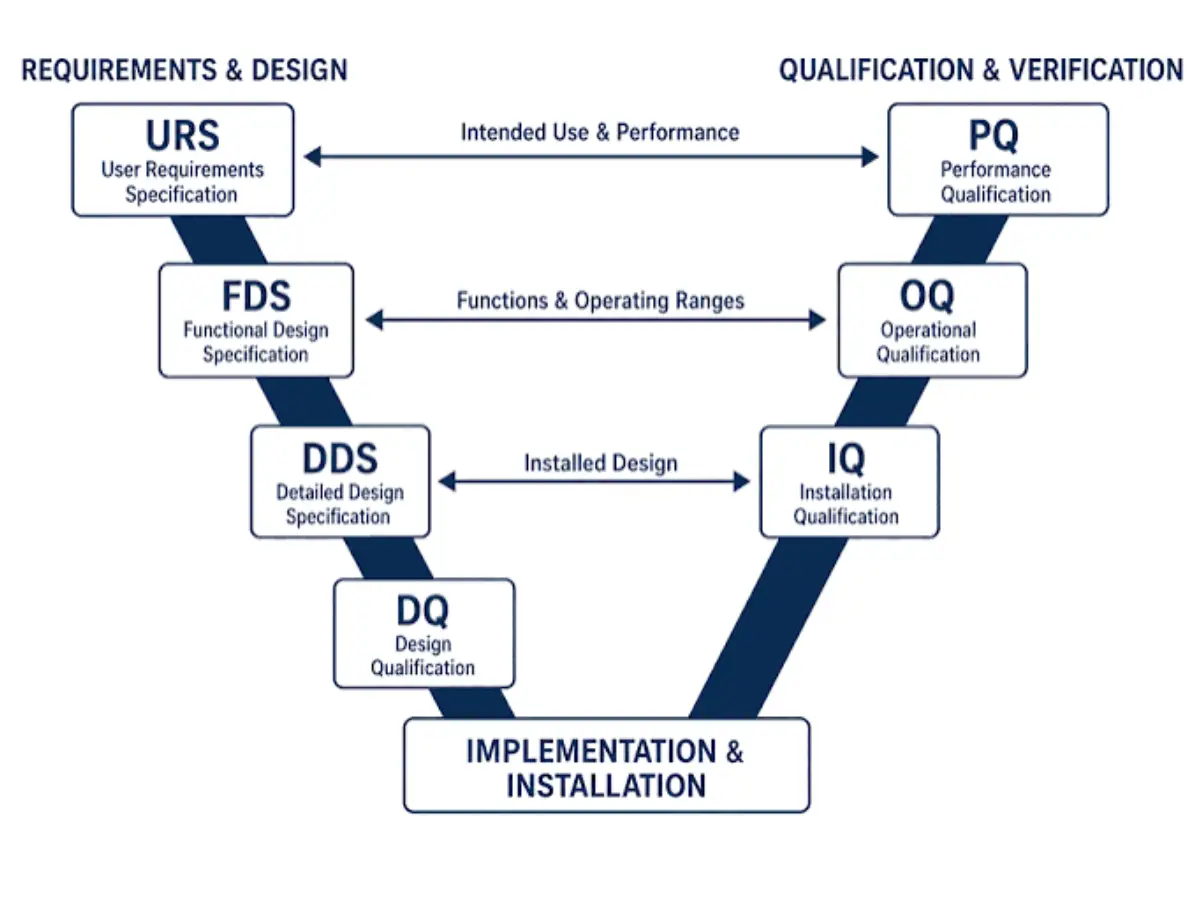 Cleanroom Validation and Qualification Flow Diagram Cleanroom qualification process from requirements to testing and documentation