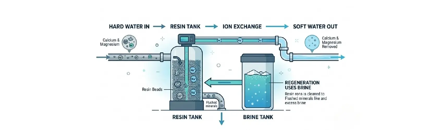Water Softener Regeneration Cycle Water softener ion exchange service and brine regeneration cycle